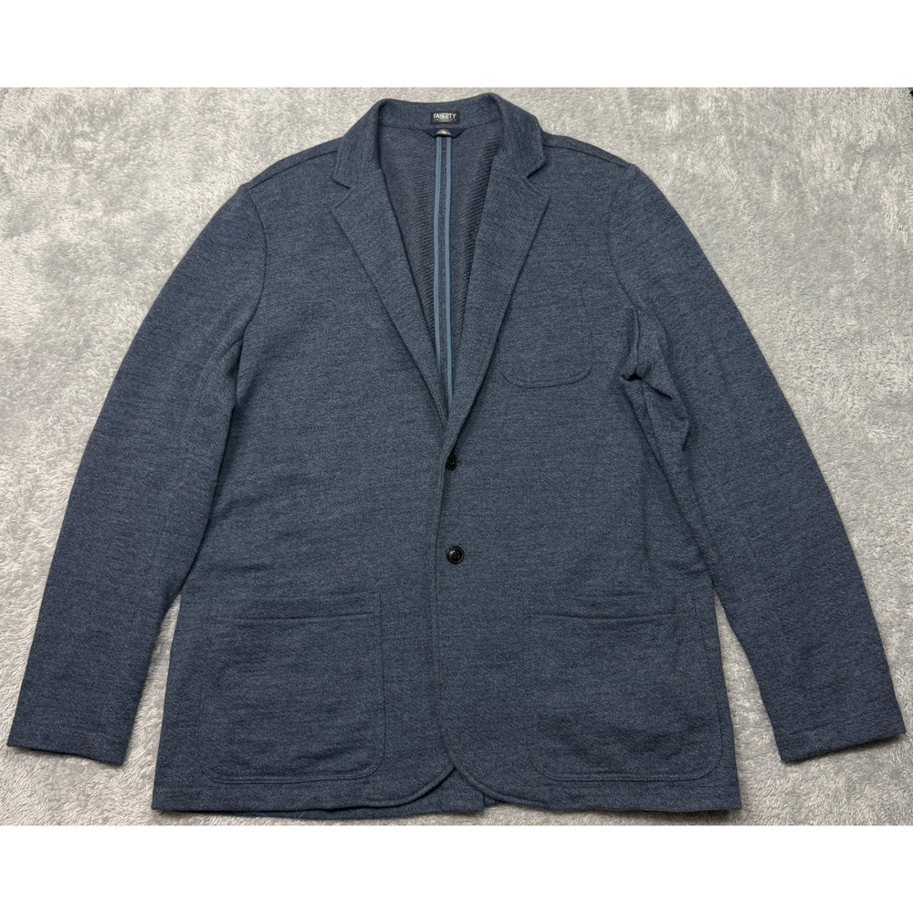Faherty Blazer Mens XXL Blue The Inlet Blazer Reserve Knit Casual Cotton Blend